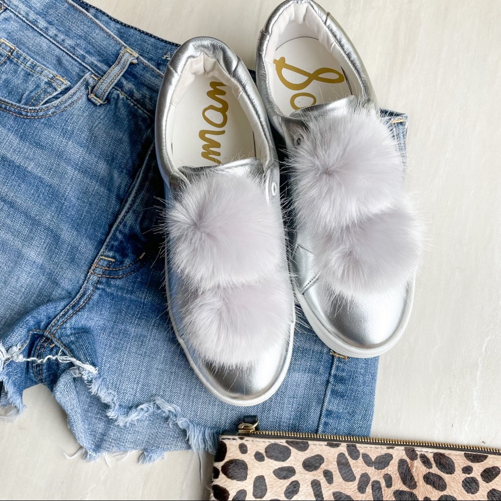 Sam Edelman Silver pompom Leya Platform sneakers